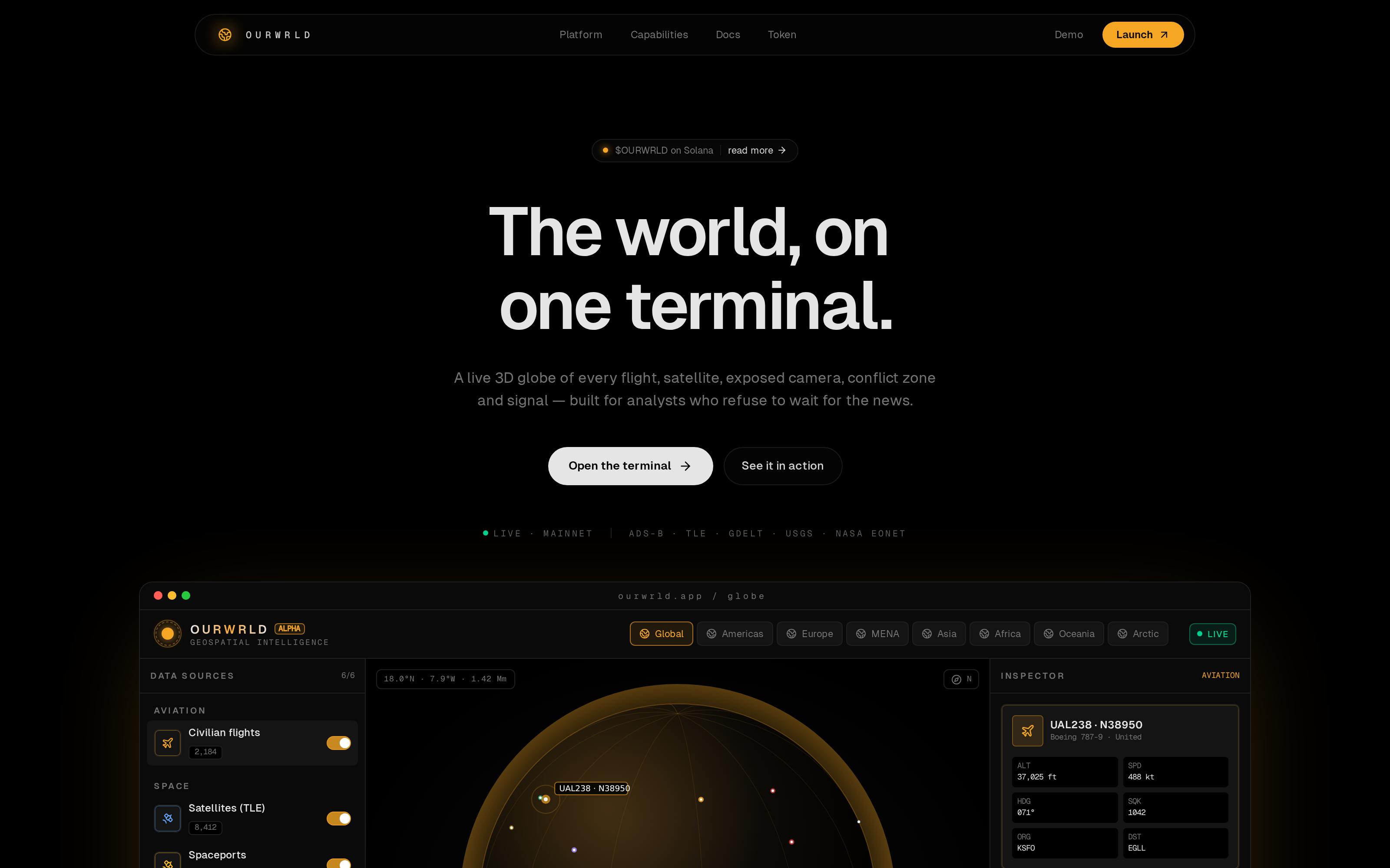 ourwrld landing page